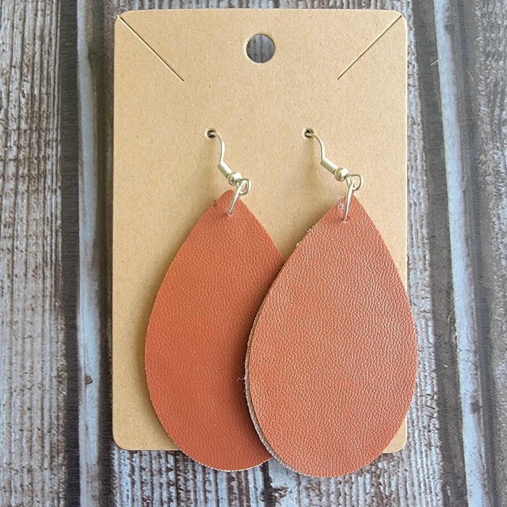 Brown Faux Leather Earrings